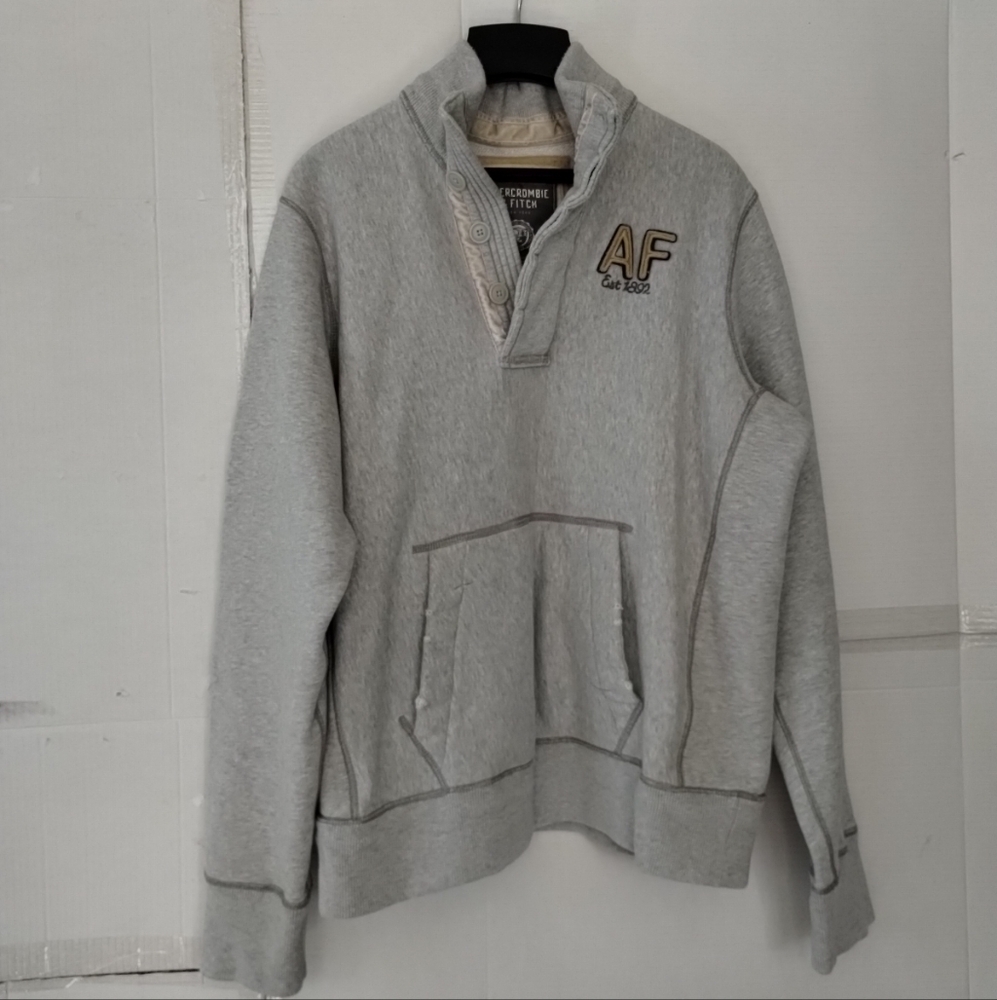 Vintage Abercrombie & Fitch Distressed Gray Sweatshirt SZ Large Y2K Thick Cozy